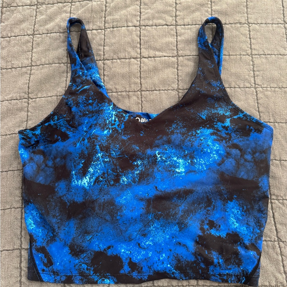 Vibrant Blue and Black Athletic Crop Top
